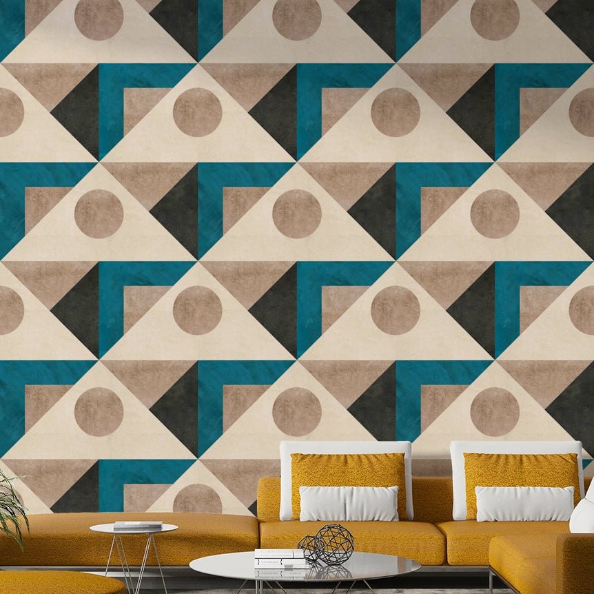 Bold teal and retro pattern wallpaper for bedrooms

