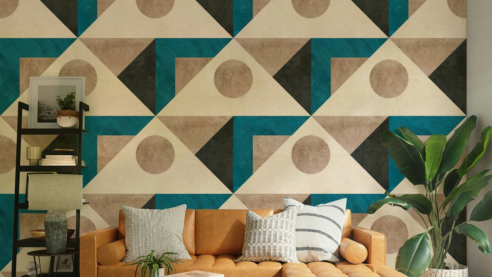 Mid Century Teal wallpaper for vintage-inspired decor, GD2257