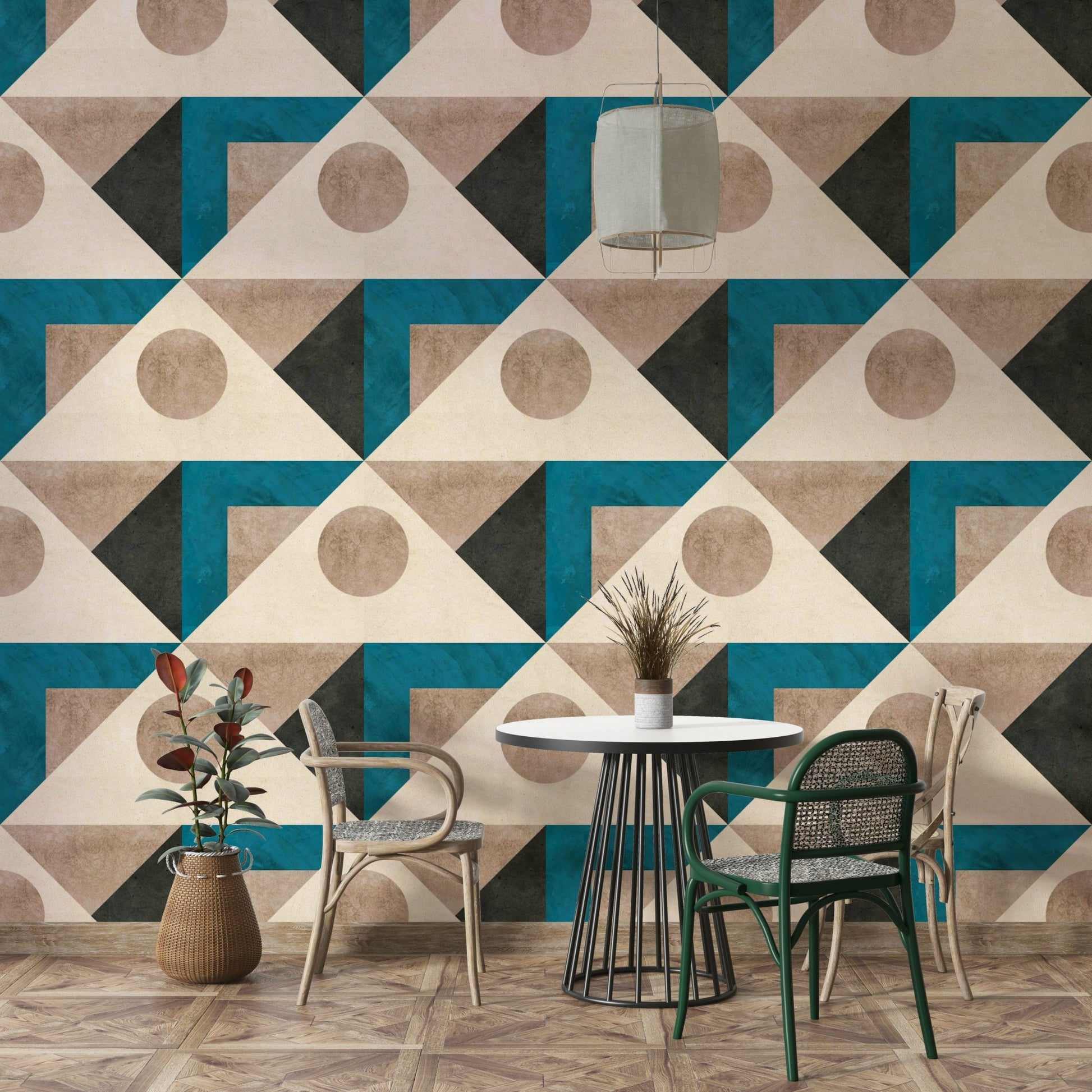 Mid Century Teal wallpaper for contemporary home decor

