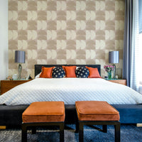 Muted color palette on Mid Century geometric wallpaper