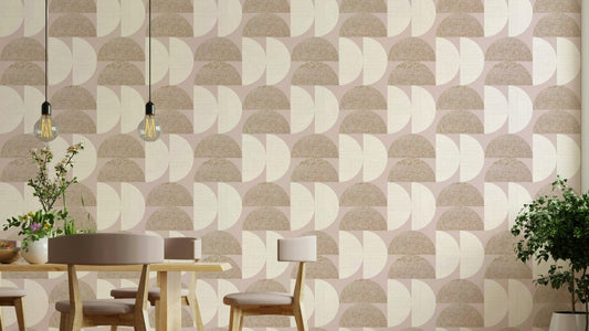 Living room wall featuring Mid Century geometric print

