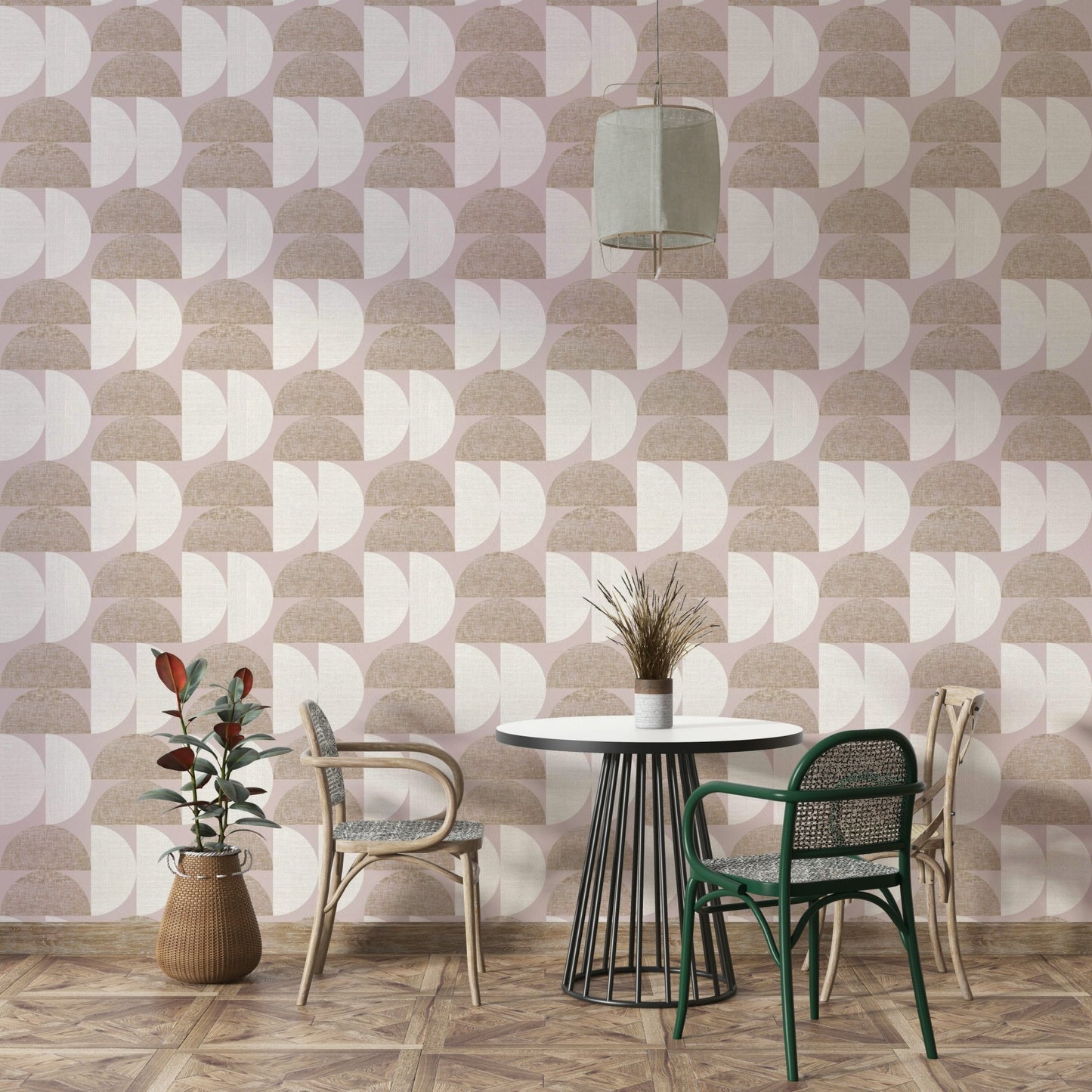 Geometric shapes in vintage tones on Mid Century Wallpaper

