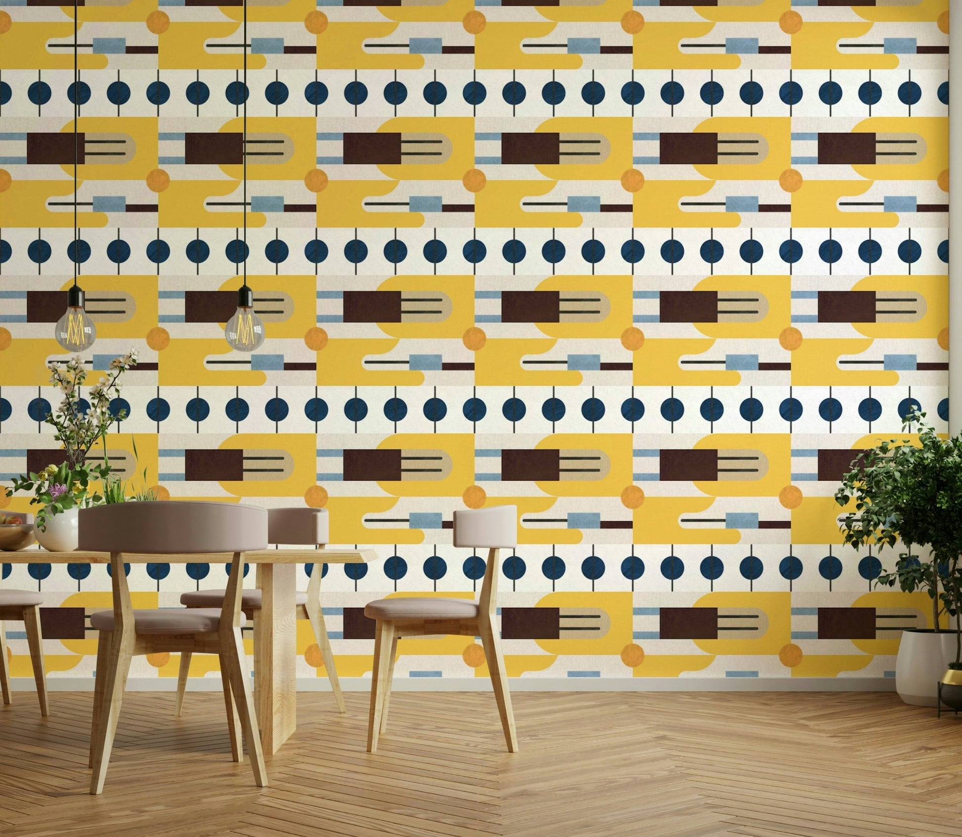 Close-up of abstract design on Mid Century Wallpaper

