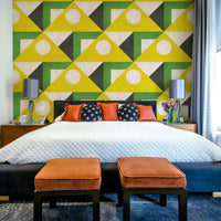 Dynamic Mid Century Yellow wallpaper for contemporary interiors

