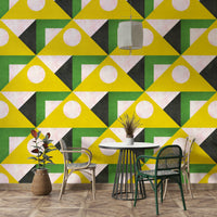 Peel-and-stick Mid Century Yellow wallpaper for easy decor

