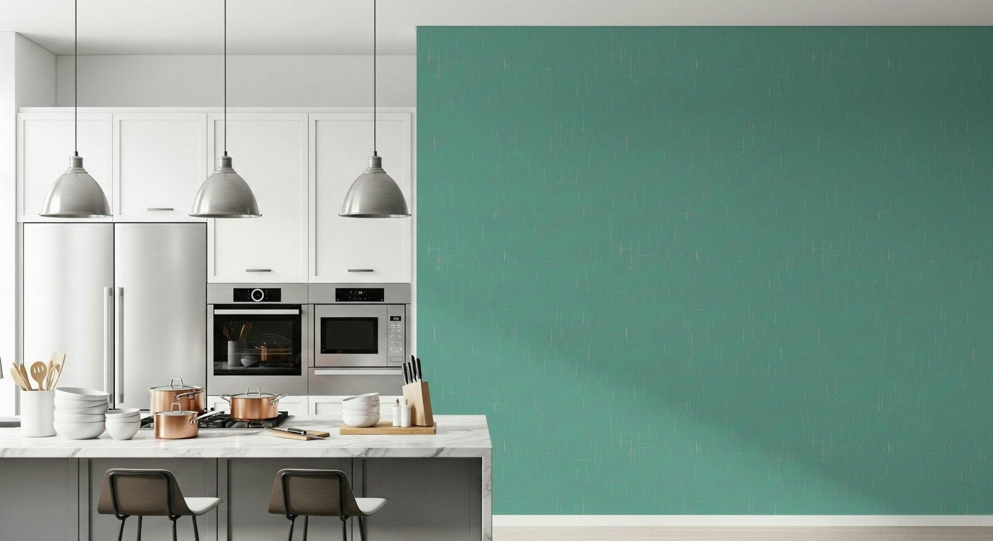 Linen Texture Blue subtle distressed effect wall mural covering., GD6886