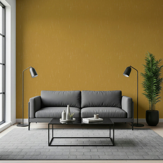 Mid Mod Atomic Mustard wallpaper, vintage look, distressed design.