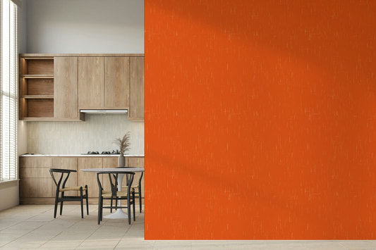 Bold Mid Mod Atomic Orange mural unique surface finish.