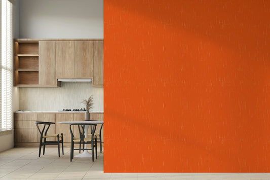 Bold Mid Mod Atomic Orange mural unique surface finish.