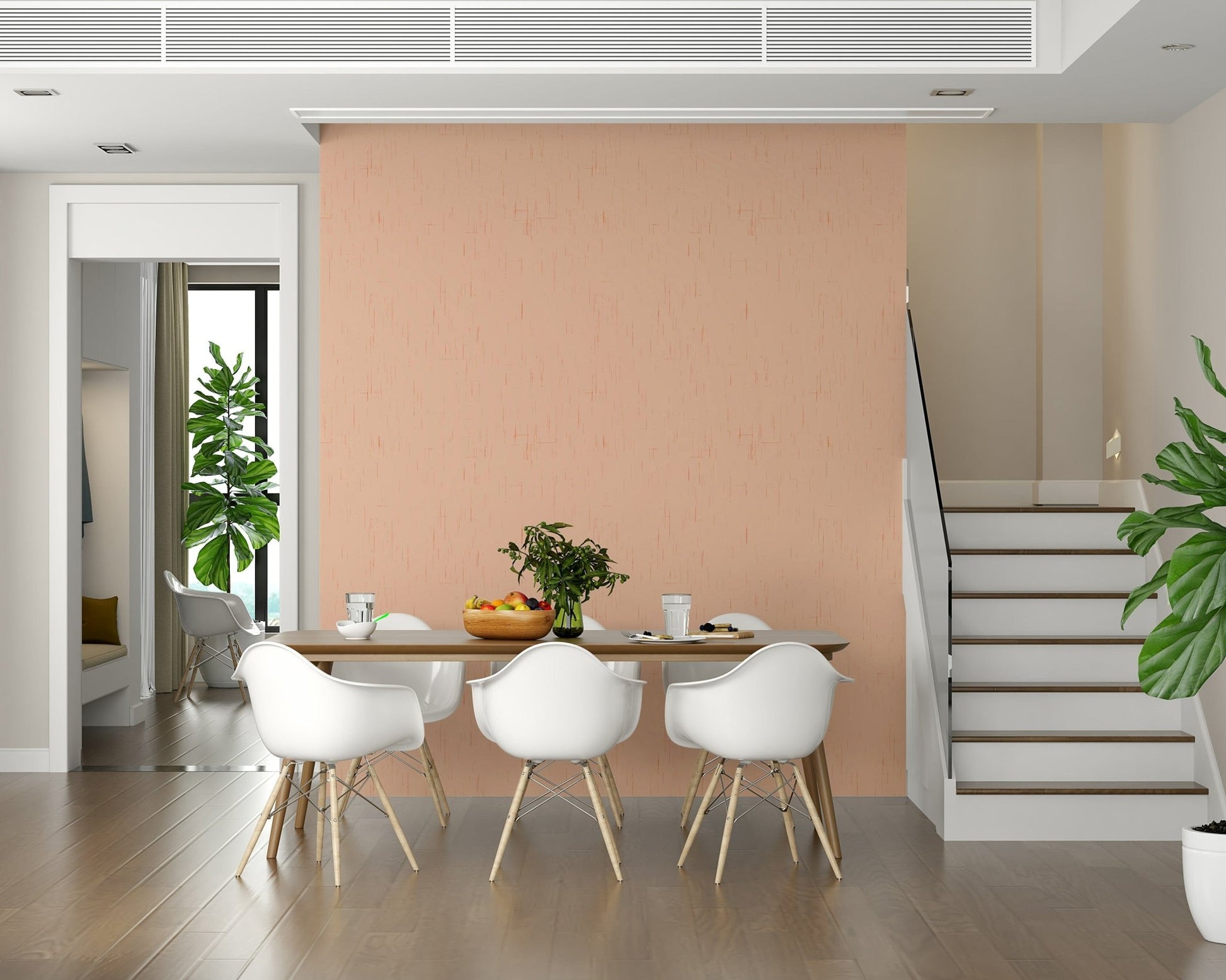Atomic Pink wallpaper subtle vertical streak pattern accent.