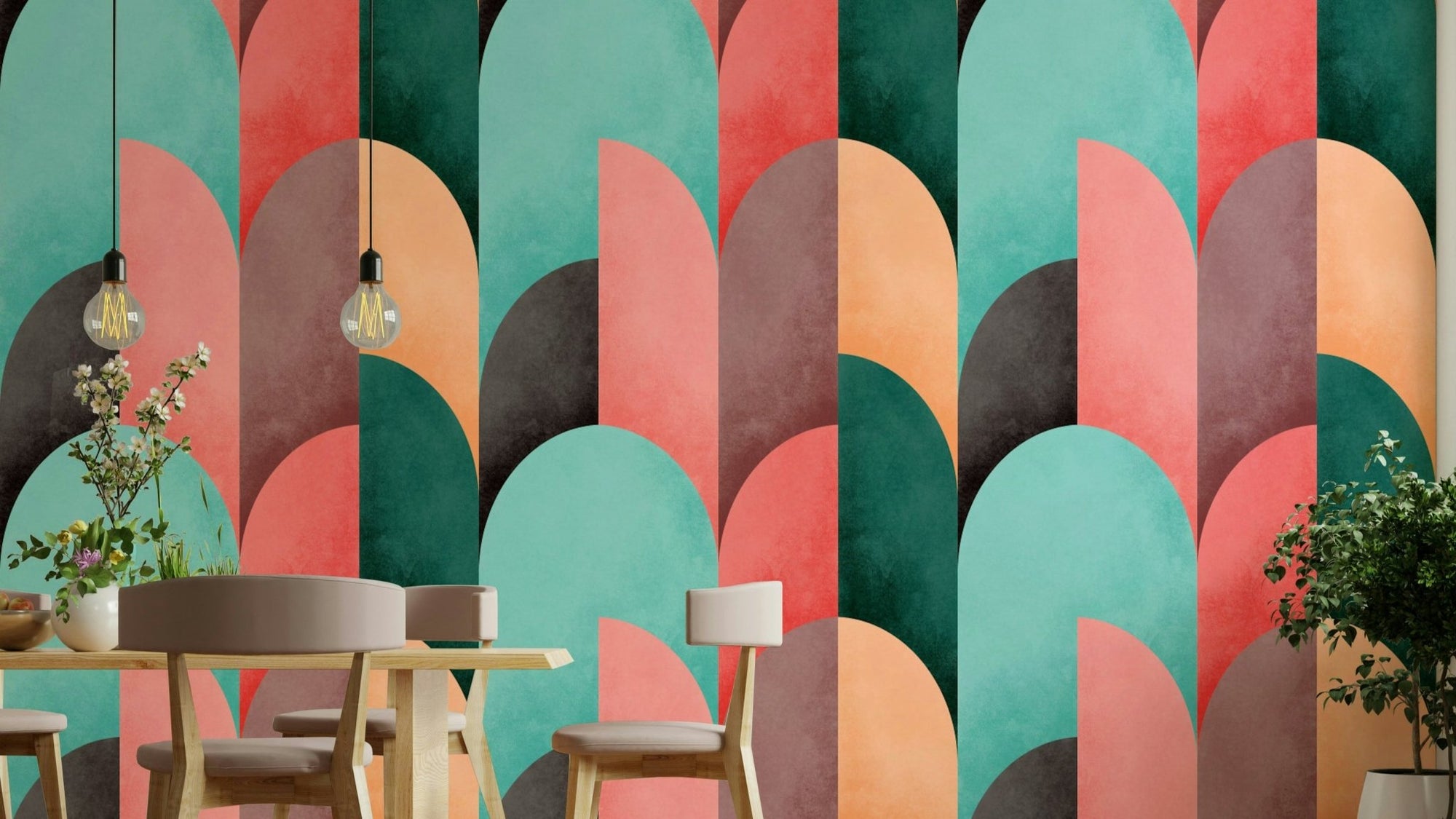 A vibrant and stylish wallpaper pattern., GD2684