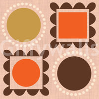 Abstract mid-century wallpaper with layered picture frames and circle forms, GD8725