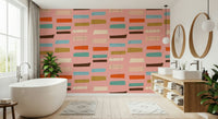 Pink blocks pattern wall mural, cool colorful office aesthetic.