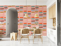 Stacked Blocks Pink wallpaper, unique vintage geometric design.