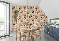 Retro surface design with Mid Mod comb shapes on a soft beige ground, GD8726