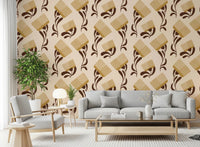 Wildflower Comb wallpaper in beige and chocolate with airy repeat spacing, GD8726