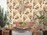 Beige Chocolate Wallpaper showing graphic comb rhythm and floral flow, GD8726