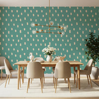 Wildflower dot wallpaper in muted teal with a simple geometric layout, GD8719