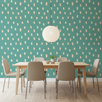 Teal beige wallpaper with irregular dot shapes and an airy modern rhythm, GD8719