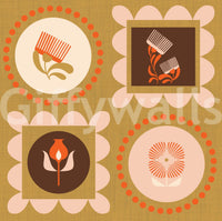 Wildflower Frames Cream Terracotta Wallpaper with soft mid-century structure