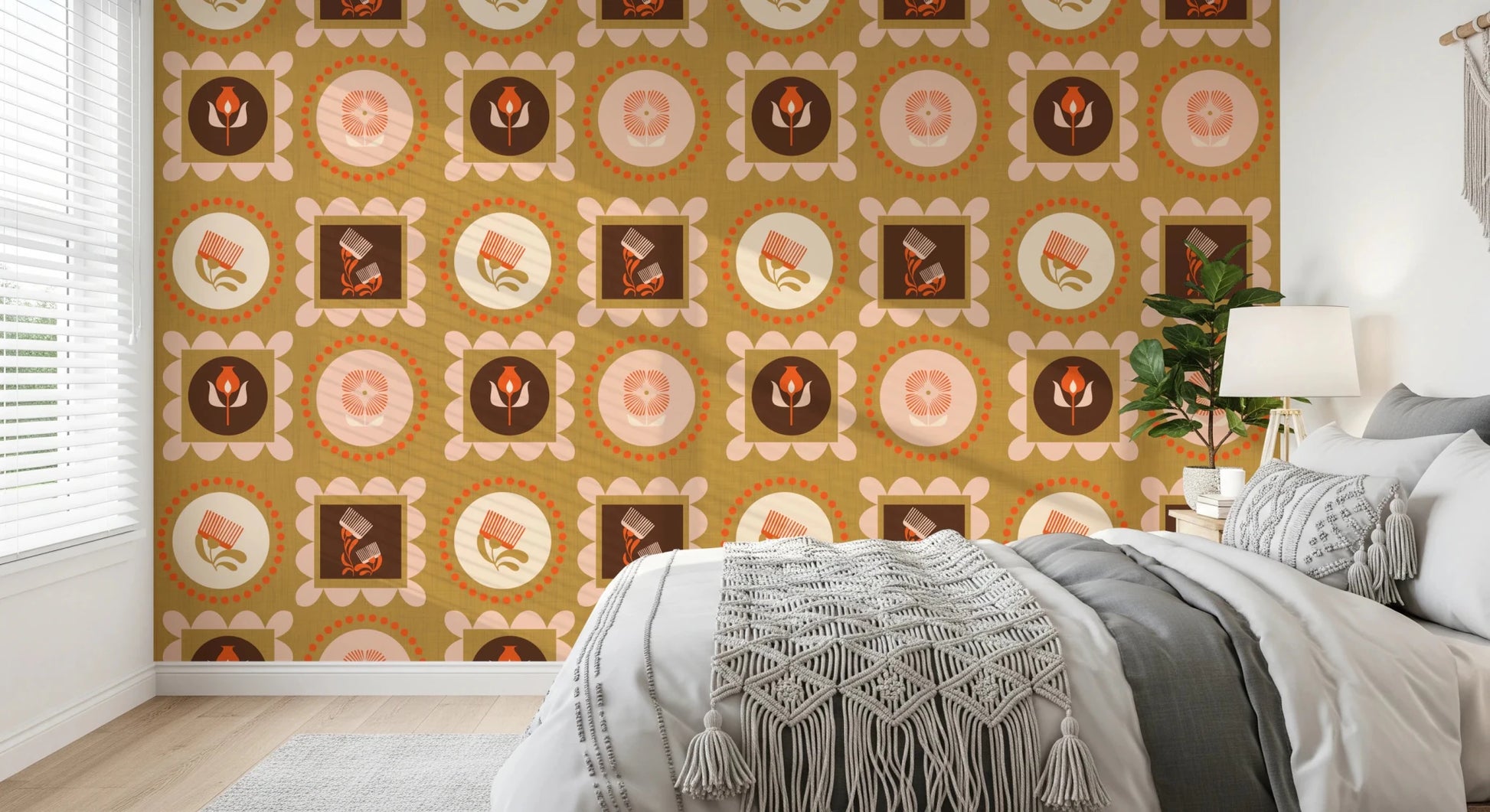 Wildflower Frames Wallpaper in a balanced collage with warm earthy contrast