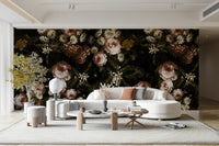 A dramatic baroque bloom wallpaper mural that defines a space.


