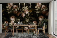 A tasteful baroque bloom wall mural of flowers.

