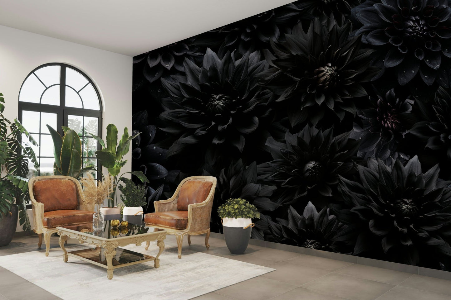 Artistic bloom mural for dramatic interiors

