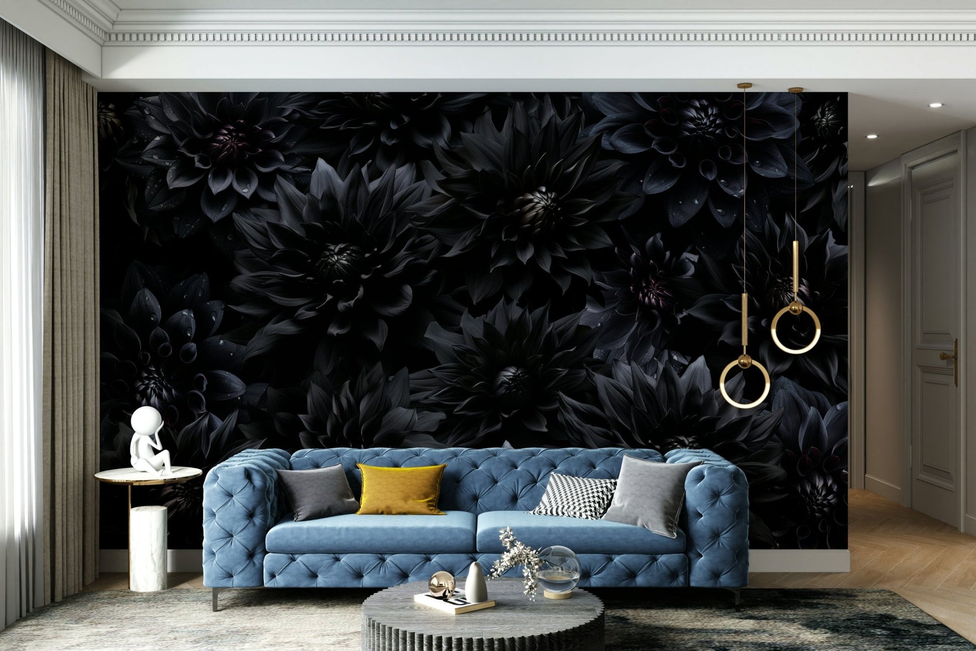 Deep floral wallpaper with expressive petals

