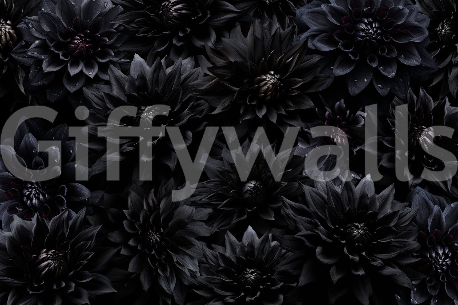 Blooming flower wall mural in shadowed tones

