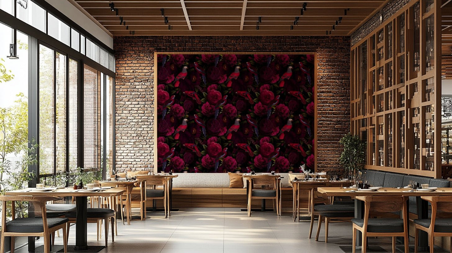 Bold and beautiful midnight floral pattern wallpaper, GD1378