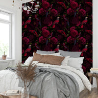 Abstract dark floral design wallpaper for contemporary walls, GD1378