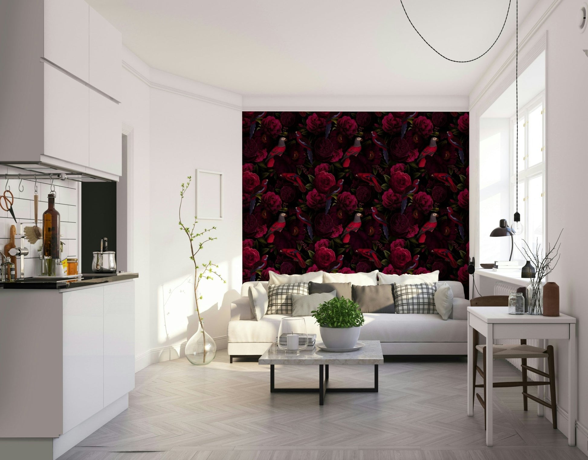 Enchanting floral midnight wallpaper for cozy spaces, GD1378