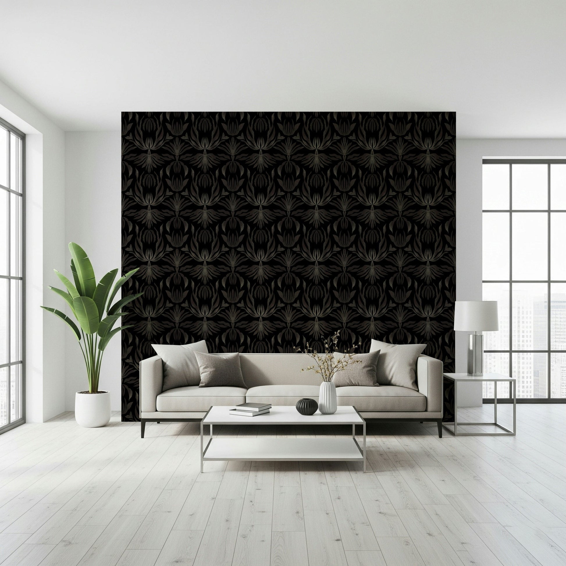 A graceful subtle pattern wall mural in rich, lavish tones.