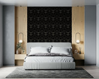 A contemplative dramatic floral wallpaper mural for a feature wall.