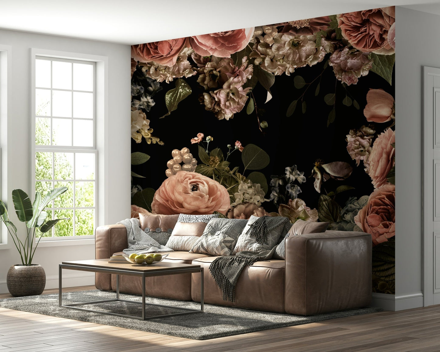 The flowers are large and have a detailed, artistic quality.

