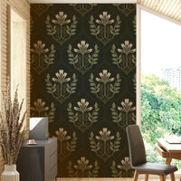 Textile-inspired wallpaper with flowers
