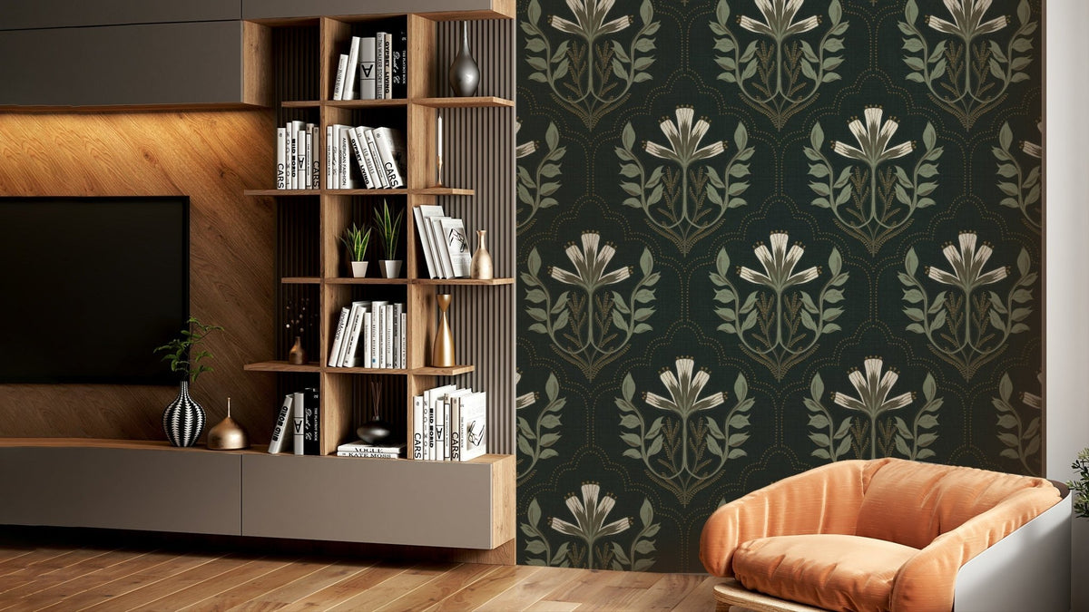 Midnight bloom tapestry mural wallpaper, GD2512