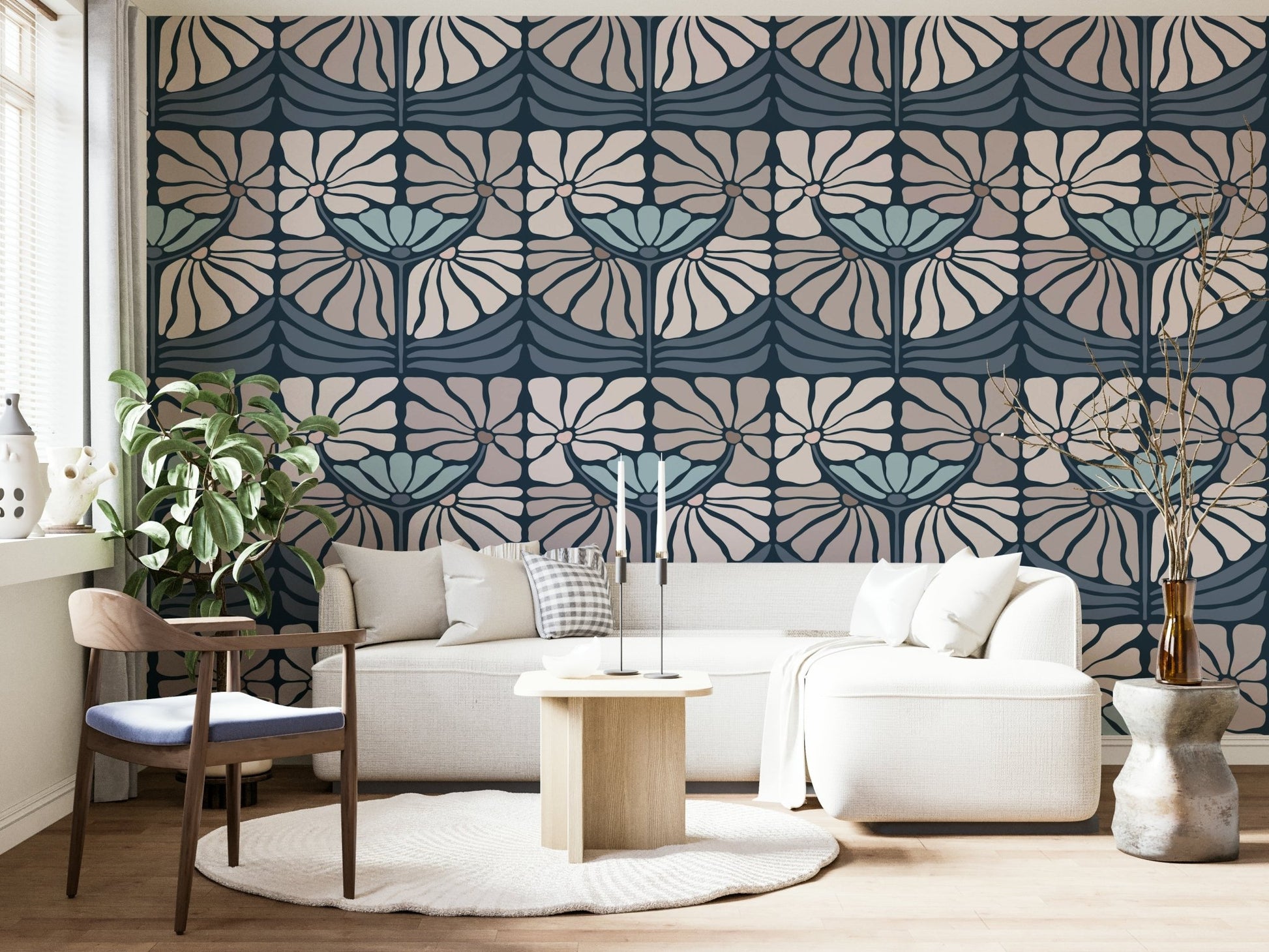 Blooming flowers on a dark background

