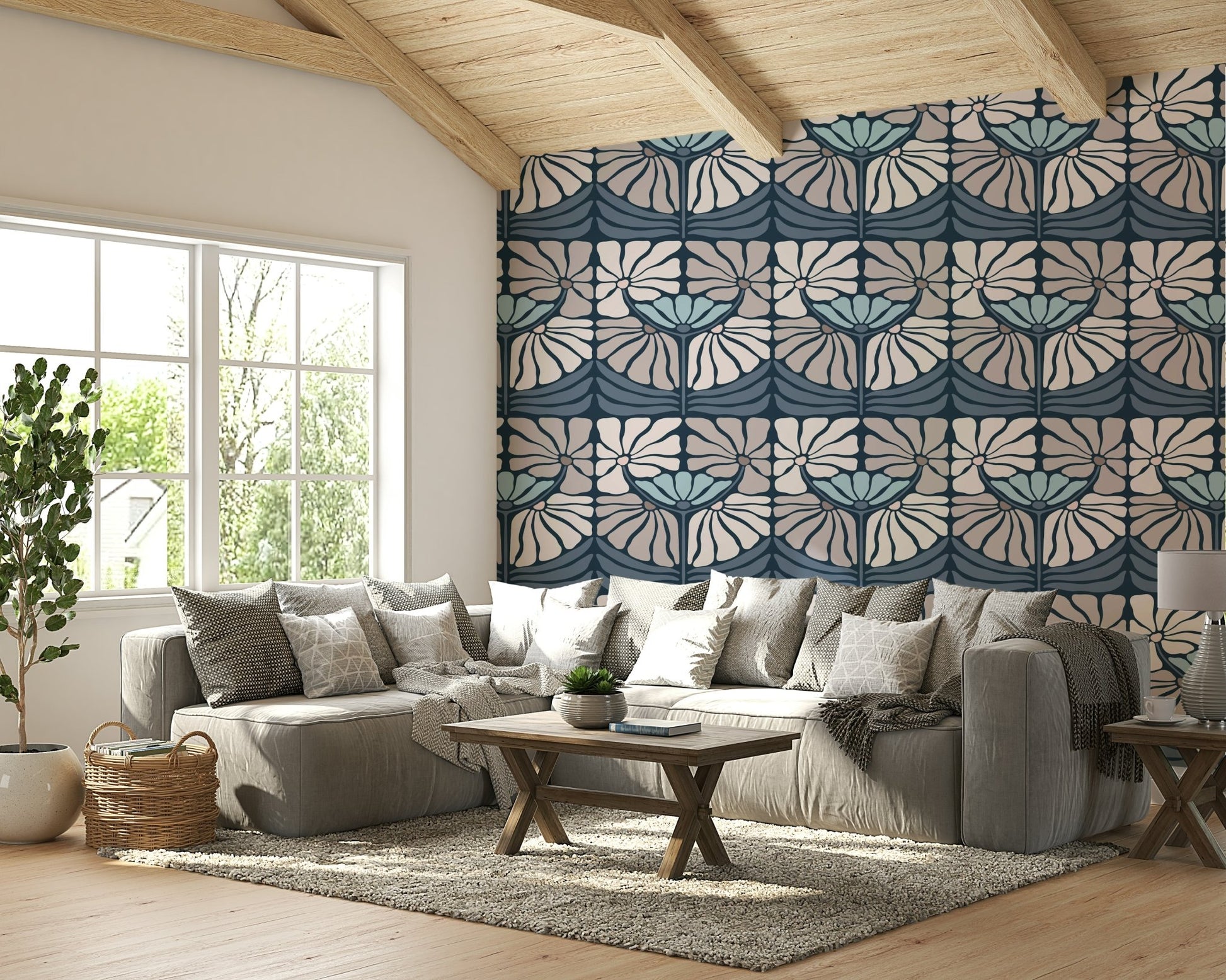 Moody floral wallpaper with midnight hues

