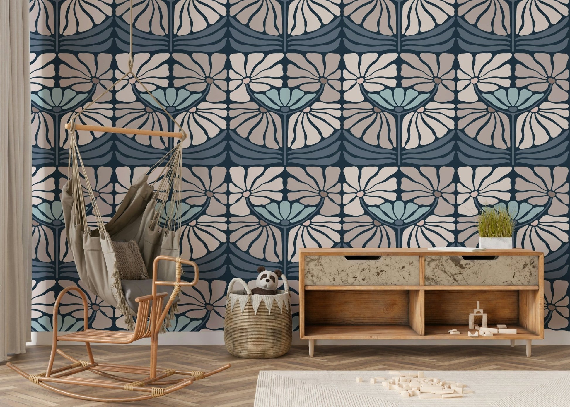 Elegant floral wallpaper in deep tones

