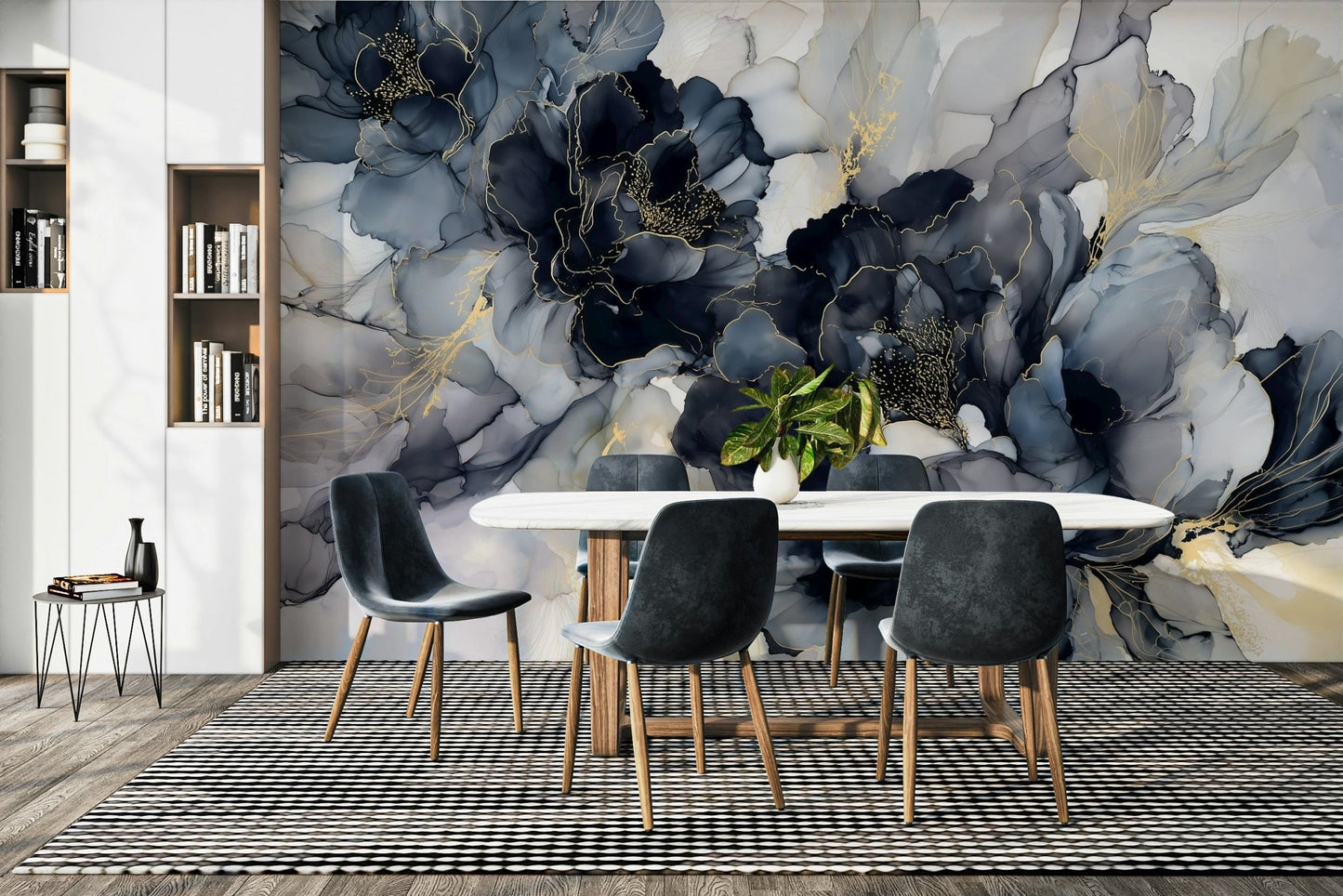 Contemporary flower wall mural design

