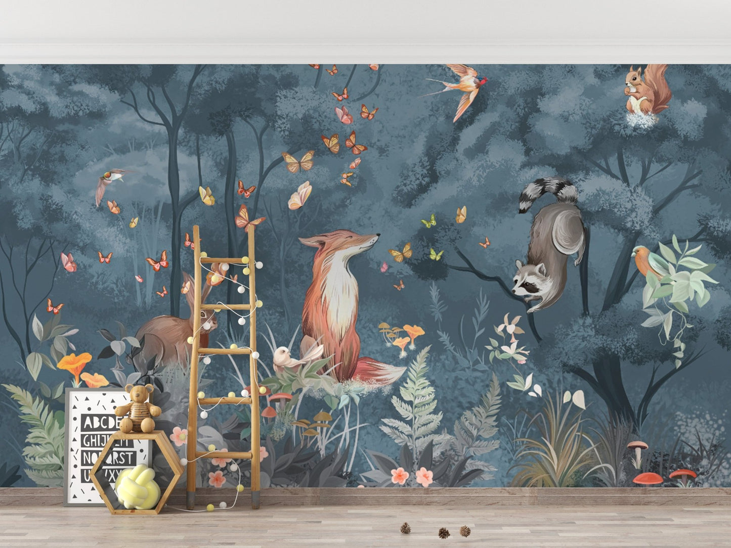 Whimsical Forest Animals Wallpaper Design
