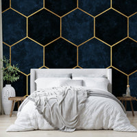 Elegant hexagonal design in rich midnight blue for any room.

