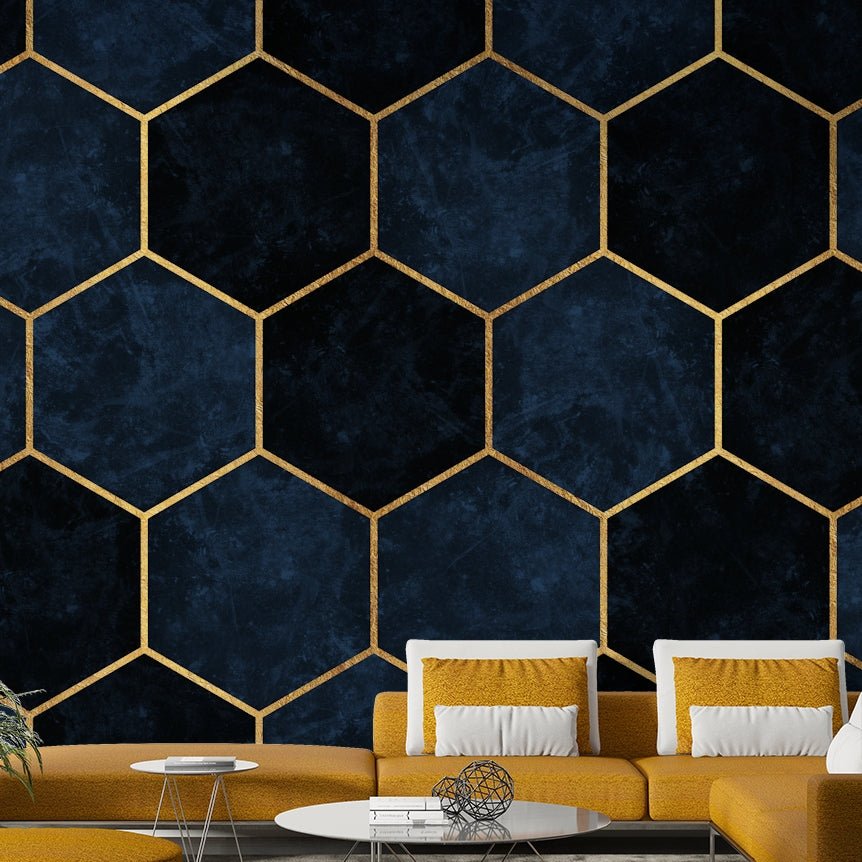 Sophisticated hexagon design in midnight blue for stylish decor.

