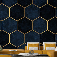 Sophisticated hexagon design in midnight blue for stylish decor.


