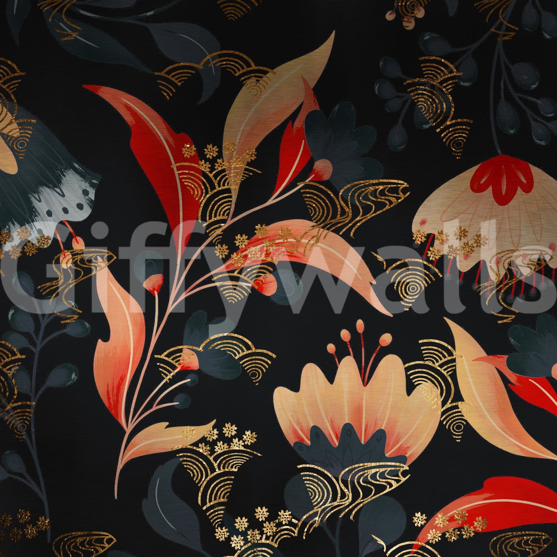 Large-scale floral design with a painterly feel.

