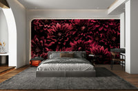 Burgundy flower wallpaper with midnight backdrop

