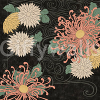 Midnight Chrysanthemums Japanese Print Wall Mural