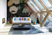 Midnight chrysanthemum print for modern wall decor, GD1515